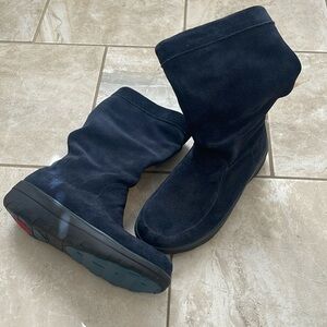 FitFlop Loaff Slouchy Boots Suede Navy Blue Size 7